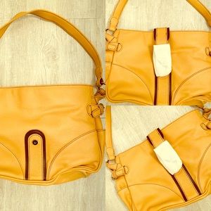 Brand New Tan Leather Purse with Shoulder Strap